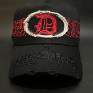 Dandy hats x Fuerza Regida Black Cap with Red Embroidery